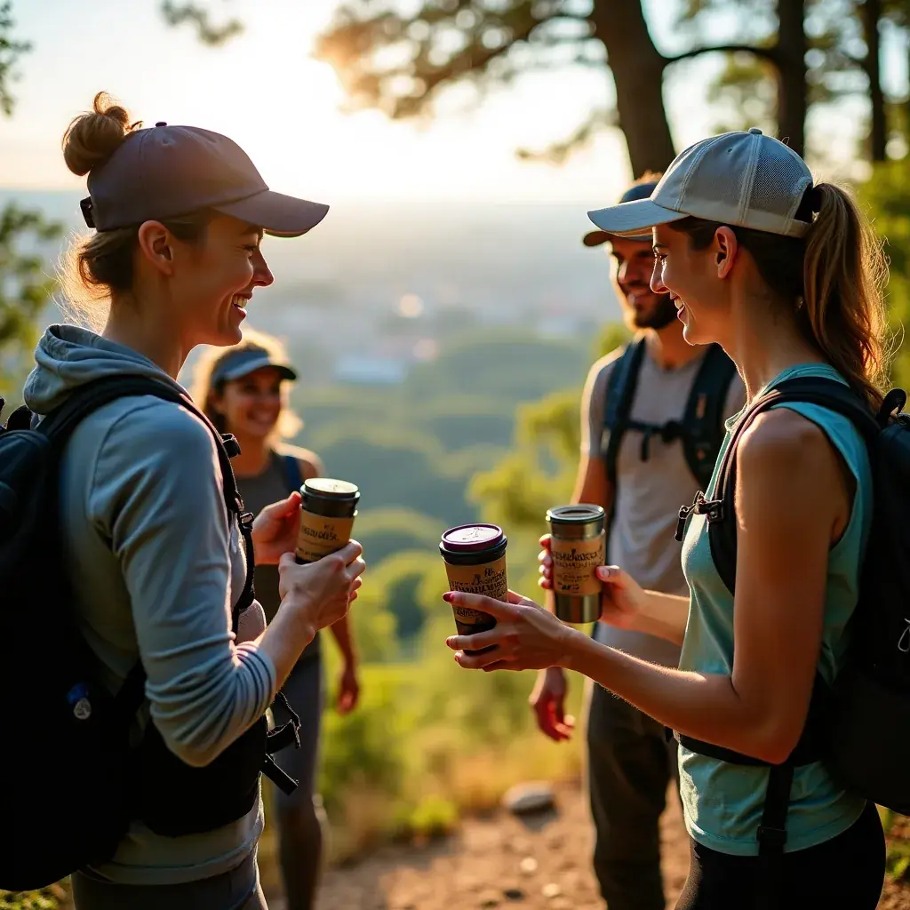 Csésze tea egy fás háttér előtt, a szív egészségének hangsúlyozására.